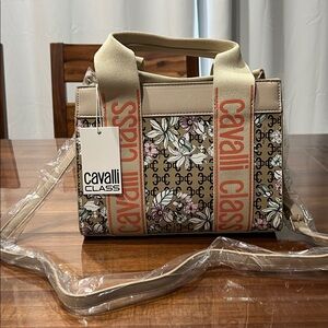 Cavalli Class Serafina Floral Top Handle Tote Shoulder Bag NWT